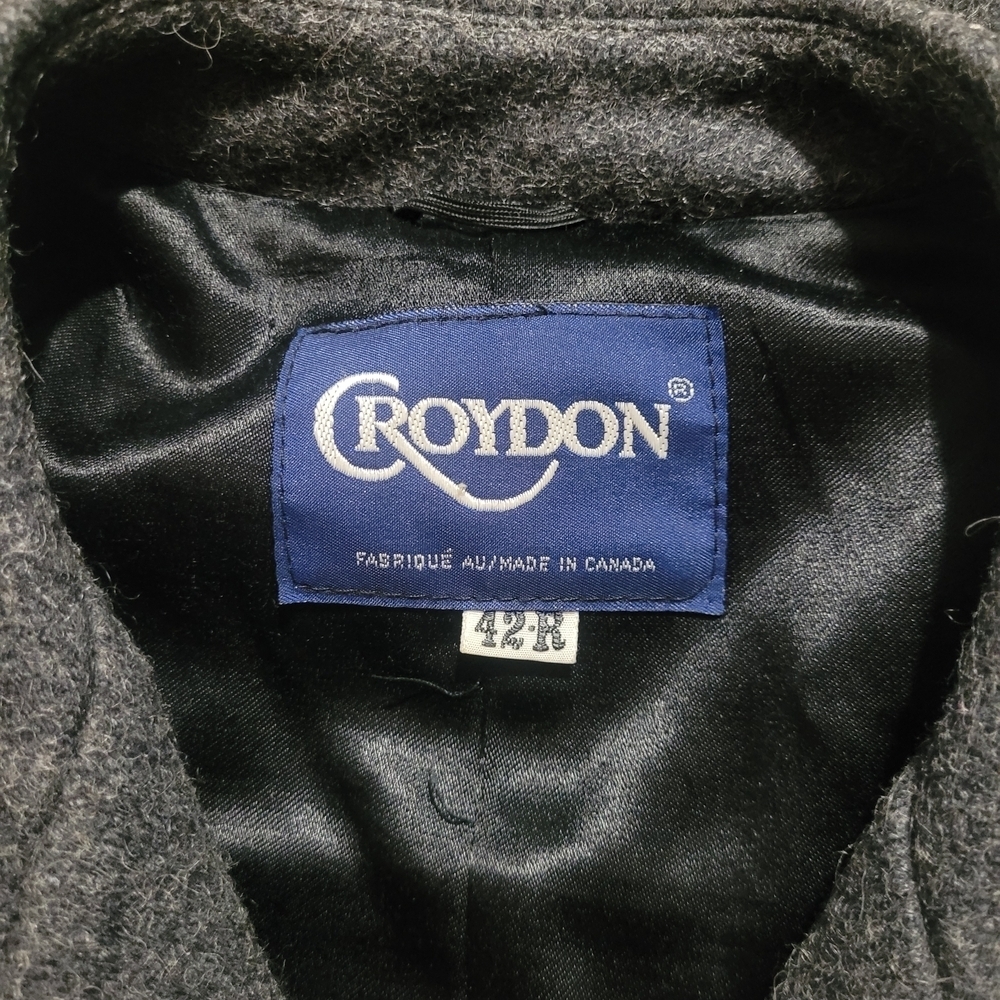 Croydon Men's Vintage Dark Grey Wool Blend Mid-length Overcoat 42R - Picture 9 of 11